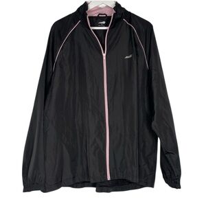 Avia Vintage 90’s Black and Pink Full Zip front Windbreaker track jacket size 2X